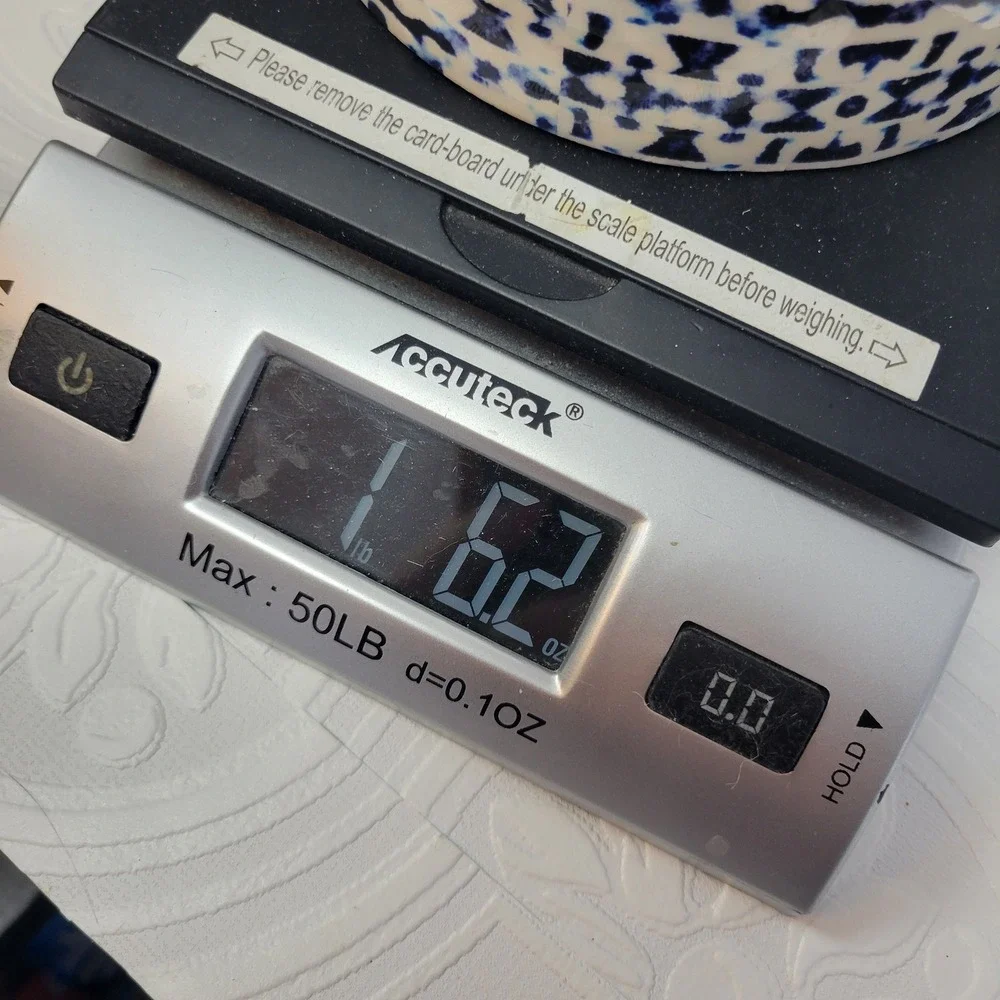 Viva Terra Tall Canister Jesses Indigo Blue‎ White Bohemian Evil Eye Wood Base